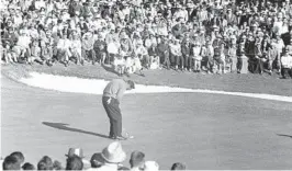 ?? AP/FILE ?? One of the most most memorable moments of Arnold Palmer’s career came on his final putt to win the Masters Golf Tournament in 1960.