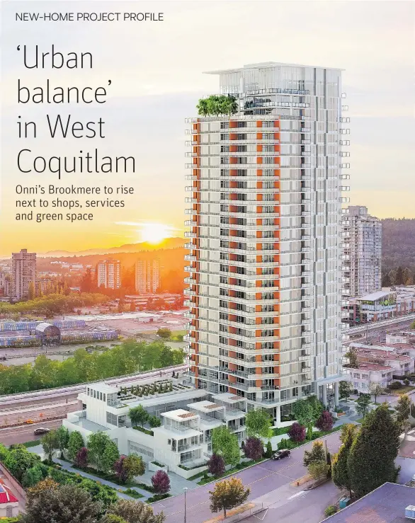  ??  ?? The Brookmere is a 28-storey residentia­l tower that is destined for West Coquitlam, as shown in this artist’s rendering.