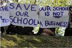  ??  ?? Pupils protesting earlier this year