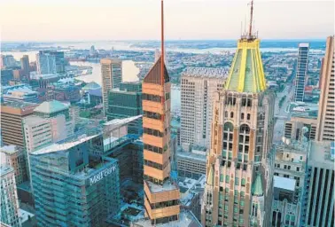  ?? JERRY JACKSON/BALTIMORE SUN PHOTOS ?? At 493 feet, the William Donald Schaefer Tower in downtown Baltimore is the fourth-tallest building in the city.