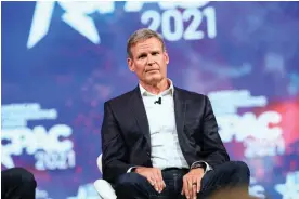  ?? Photograph: Dylan Hollingswo­rth/Bloomberg via Getty Images ?? The Tennessee governor, Bill Lee, at CPAC in Dallas, Texas, in 2021.