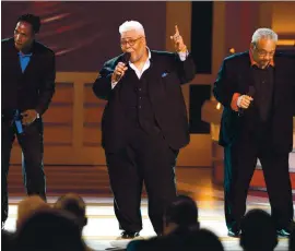  ?? JASON KEMPIN — GETTY IMAGES FOR BET ?? Bishop Rance Allen, center, of the Rance Allen Group performs onstage during BET Celebratio­n of Gospel 2014 at Orpheum Theatre in March 2014 in Los Angeles.