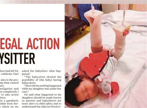  ?? MUHAMMAD SULAIMAN PIC BY ?? The 3-month-old baby at Shah Alam Hospital on Wednesday.