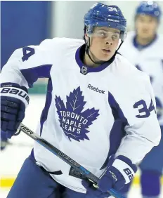 ?? DAVE ABEL/TORONTO SUN ?? Auston Matthews skates during Maple Leafs training camp Thursday at the Mastercard Centre in Toronto.