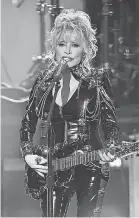  ?? AMY SUSSMAN/ WIREIMAGE ?? Dolly Parton performs during the Rock & Roll Hall of Fame induction on Nov. 5, 2022.