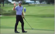  ?? Sam Greenwood / Getty Images ?? Robert Streb celebrates after putting for birdie to win in a playoff over Kevin Kisner during the final round of The RSM Classic at Sea Island Golf Club on Sunday in St. Simons Island, Ga.