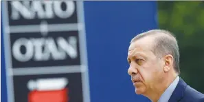  ?? (Kacper Pempel/Reuters) ?? TURKISH PRESIDENT Recep Tayyip Erdogan arrives for a NATO summit in Warsaw on July 9.