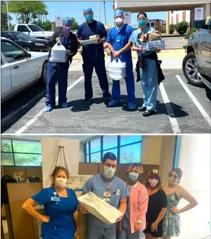  ?? COURTESY PHOTO ?? An El Centro woman fundraised $400 to buy lunch for staff at local hospitals. El Centro Regional Medical Center staff (top) received their meals on Tuesday, while staff at Pioneers Memorial Hospital received theirs on Wednesday.