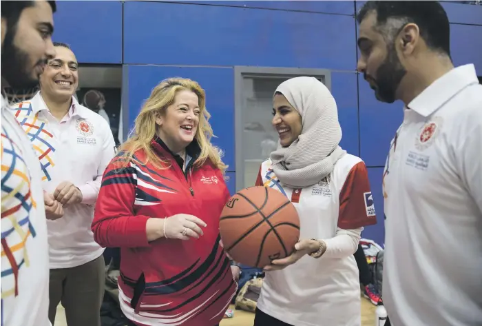  ?? Photos Stephen Lock for The National ?? Rawda Al Otaiba with Special Olympics Britain chief executive Michelle Carney at the UK team’s training camp