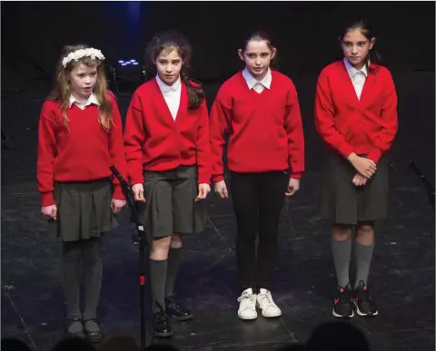  ??  ?? Kilbride GAA members taking part in Scór na nÓg in Tramway Theatre, Blessingto­n. Photo: Barry Hamilton