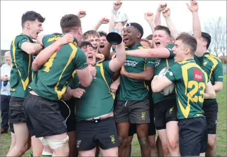  ?? Picture: Judith Chalmers ?? Boyne players celebrate their victory over Skerries in the Under-18 North East League decider.