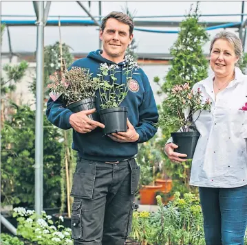  ??  ?? Kathleen Jenkins and brother Colin Mcindoe at The Mill Garden Centre in Armadale