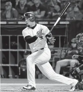  ?? Charles Rex Arbogast, The Associated Press ?? Jose Abreu connects for a single earlier this season. He has hit at least 25 home runs and 100 RBIs in each of the last four seasons.