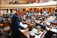  ?? AP/STEVE HELBER ?? Virginia House Speaker Kirk Cox opens the short-lived special session Tuesday at the state Capitol in Richmond.