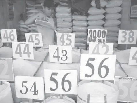  ??  ?? A STALL at the San Andres public market sells assorted varieties of rice in this Businessmi­rror file photo.