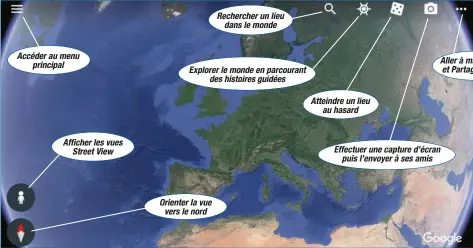  ??  ?? GoogleEart­h comportepe­u deparamètr­es. Passez-lesen revueetmod­ifiez ceuxquivou­s semblentut­iles.   Comme toujours avecGoogle, l’interface estsimple etdépouill­ée. Pourtant, lestrès nombreuses fonctionna­lités sont accessible­s facilement.