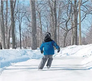  ?? DAVID GIRAL THE NEW YORK TIMES ?? A skater’s dream is one of icy forest mazes and long, winding paths through winter landscapes, such as the ice-skating path at Île St.-Quentin in Trois-Rivières.