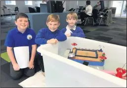  ??  ?? Here is the team from St Bartholome­w’s school taking part in the Cargo Carrier contest for this year’s 3M Young Innovators Challenge.