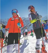  ?? ASSOCIATED PRESS FILE PHOTO ?? Lindsey Vonn, left, and teammate Mikaela Shiffrin stand at the finish area at the Rettenbach glacier, ahead of a women’s giant slalom Ski World Cup race in October 2015 in Soelden, Austria. Separated in age by about a decade, Lindsey Vonn and Mikaela...