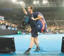  ?? JULIAN FINNEY/GETTY IMAGES ?? Andy Murray thanks the crowd after losing his first round match against Roberto Bautista Agut of Spain during day one of the Australian Open. Murray, just 31, is a year removed from an operation on his right hip.