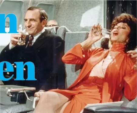  ??  ?? Rising damp: Leonard Rossiter enjoys his Cinzano while Joan Collins’ drink is knocked over her in this 1978 advert