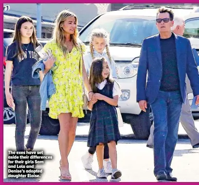  ??  ?? The exes have set aside their difference­s for their girls Sam and Lola and Denise’s adopted daughter Eloise.