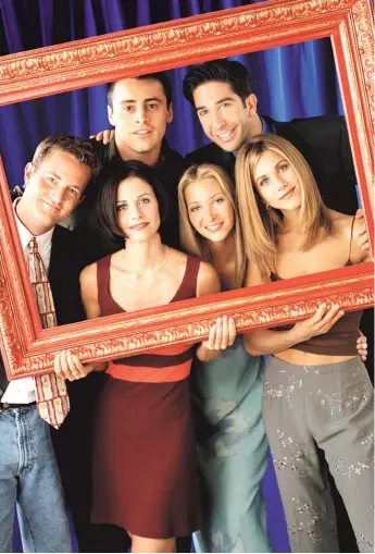  ?? NBC/AP ?? The cast of “Friends”: Matthew Perry (from left), Courteney Cox, Matt LeBlanc, Lisa Kudrow, David Schwimmer and Jennifer Aniston.