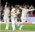  ??  ?? David Warner is dismissed for three at Lord’s, his third failure in as many innings in the Ashes series, all at the hands of Stuart Broad.