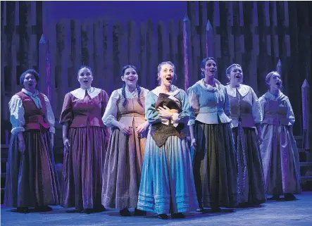  ?? — DAVID COOPER ?? Julie McIsaac, centre, stars in Les Filles du Roi, which runs until May 27 at the York Theatre.