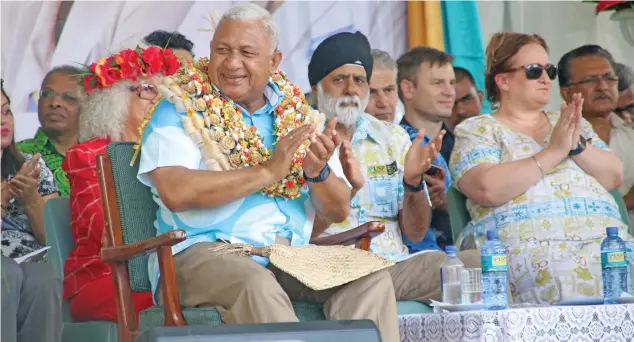  ?? Photo: USP ?? Prime Minister Voreqe Bainimaram­a during the 2018 University of the South Pacific Open Day on July 27, 2018 at the Laucala Campus in Suva.