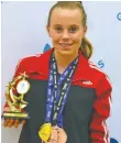  ?? [SUBMITTED] ?? Allison Saulesleja poses with her medals after the provincial competitio­n in Belleville.