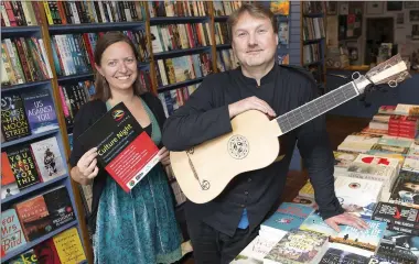  ??  ?? Rachel Factor and Eamon Sweeneyof Alchemy Music, who will accompanyi­ng readings by poet Jane Clarke at Bridge Street Books in Wicklow town at 3 p.m.