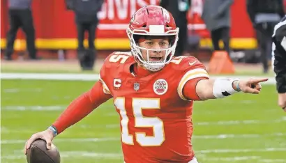  ?? JAY BIGGERSTAF­F/USA TODAY SPORTS ?? In seven postseason starts, Chiefs quarterbac­k Patrick Mahomes has thrown 17 touchdown passes and two intercepti­ons.