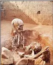  ??  ?? This undated handout photo from the Australian National University received on April 4, shows human remains at an ancient burial ground at one of Asia’s most mysterious sites – the Plain of Jars in Laos’ central Xieng Khouang
province.