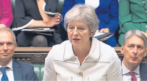  ?? Picture: PA. ?? Prime Minister Theresa May addressing the House of Commons yesterday on her Brexit plan.