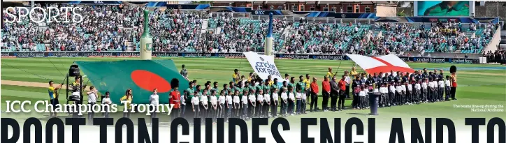  ??  ?? The teams line-up during the National Anthems