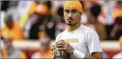  ?? WADE PAYNE/AP ?? Tennessee freshman Nico Iamaleava will start at quarterbac­k today against Iowa after Joe Milton opted out of the bowl game.