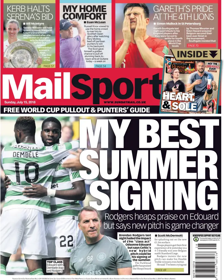  ??  ?? TOP CLASS Edouard with Dembele (top) and Rodgers