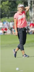  ?? CHARLES REX ARBOGAST/THE ASSOCIATED PRESS ?? Brooke Henderson’s recent hot play, including a win two weeks ago, has moved her up to eighth from the 12th spot in the Rolex Women’s World Golf Rankings released Monday.