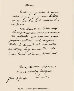  ??  ?? Écriture de Lamartine vers l’âge de 60 ans.