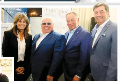  ??  ?? La Fondation Ronald Denis veut fournir une aide aux personnes atteintes d’un cancer du sein afin qu’elles soient prises en charge. Fabienne Larouche est en compagnie de Michel Trudel, Studio MELS, du Dr Ronald Denis ainsi que du président d’honneur du...