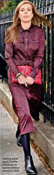  ?? ?? Taking style tips? Carrie Johnson in Karen Millen dress in 2019