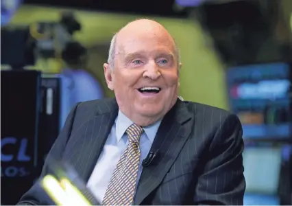  ?? RICHARD DREW/AP ?? Jack Welch became one of the nation’s most well-known and highly regarded corporate leaders during his two decades as GE’S chairman and chief executive.