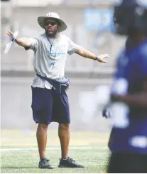  ?? JACK BOLAND ?? Toronto Argonauts head coach Corey Chamblin at practice in July. The Argos take on the surging Montreal Alouettes on Sunday.