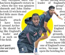  ??  ?? Changing of guard: Jofra Archer and (right) James Anderson