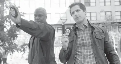  ??  ?? Andre Braugher (left) of “Homicide: Life on the Street” fame plays straight man to Andy Samberg on “Brooklyn Nine-Nine,” a Fox sitcom premiering Tuesday.