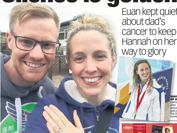  ??  ?? SMILEY COUPLE Euan and Hannah celebrate after getting engaged at Edinburgh Zoo in August WAVE OF JOY Hannah after winning gold at the 2014 Games