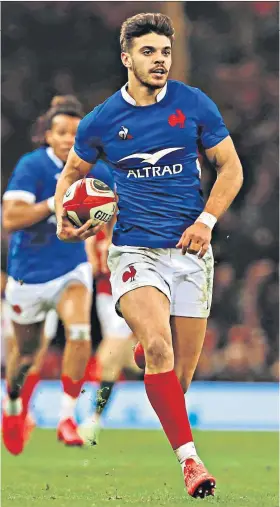  ??  ?? Running free: Romain Ntamack has driven France to within sight of a Grand Slam