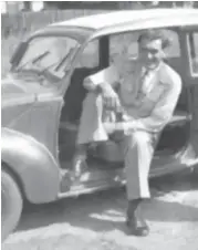  ??  ?? Earl French relaxing in a 1948 Fiat station wagon.