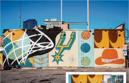  ?? Photos courtesy of Spurs Sports & Entertainm­ent ?? A new Spurs mural in Austin by Austin artist Adrian Landon Brooks highlights Spurs Week and the I-35 Series game against the Brooklyn Nets on March 17 at Austin’s Moody Center.